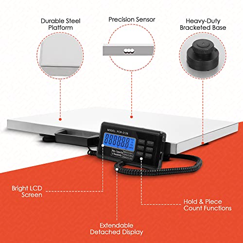 Houseables 400 Lb Industrial Shipping Platform Scale 22x18 Inch Large Digital Weighing System