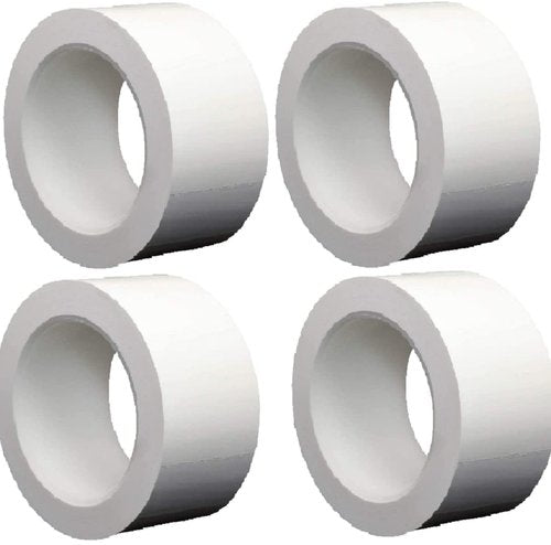 StaticTek Polyvinyl Chloride (PVC) Rubber Solvent Resistant Cleanroom White Tape from Clean Plastic Core, Strong Synthetic Rubber Adhesive, 2 Inch 36 Yard (Pack of 4)