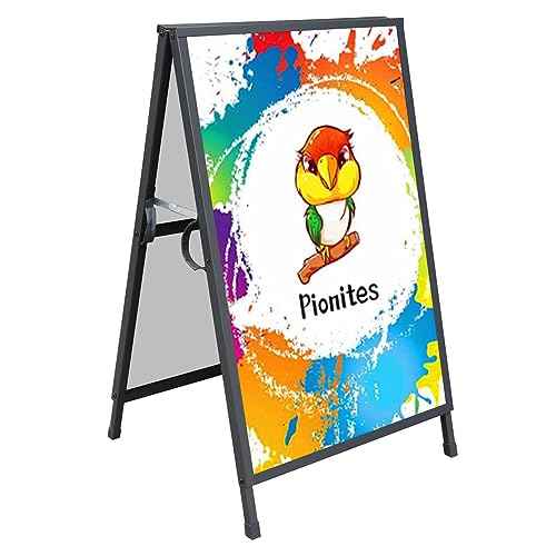 Heavy Duty Slide-in Folding A Frame Sign Sidewalk Sign 24x 36 Inch Sandwich Board Steel Metal Double-Side Pavement sign Corrugated Plastic Poster (24x36 inch(Frame only))