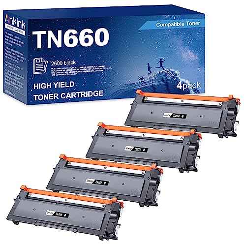 Ankink Compatible Toner Cartridge Replacement for Brother TN660 TN630 (Black,4 Pack) TN-660 630 to Use with MFC-L2700DW L2720DW L2740DW HL-L2300D L2320D L2360DW L2380DW DCP-L2540DW Printer