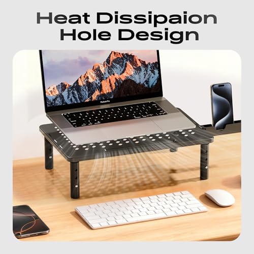 Canyora Black 2-Pack Adjustable Monitor Stand Riser with 3 Height Settings
