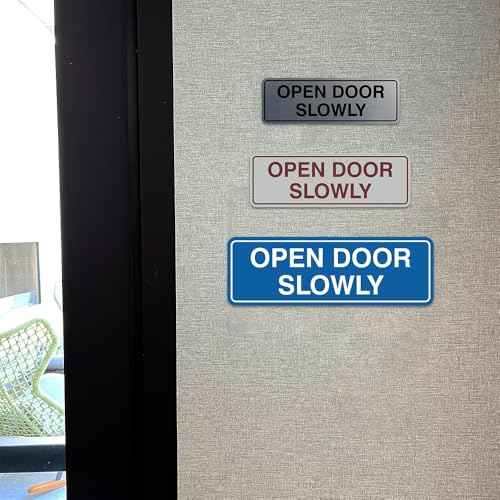 Standard Open Door Slowly Door/Wall Sign - Silver - Medium 5 Pack