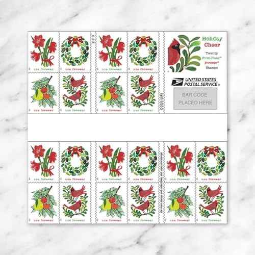 Holiday Cheer 2025 (1 Book, 20 Stamps) First-Class Mail Forever Postage Stamps