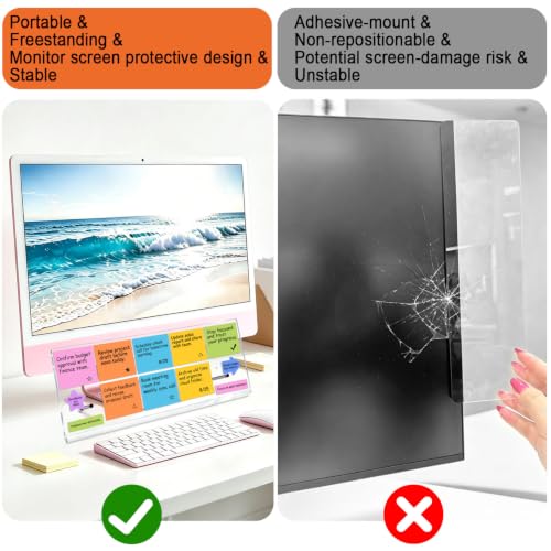 ChanQnTon 15.8" x 6.5" Monitor Memo Board - Portable Desk Organizer & Sticky Note Holder