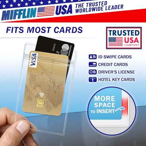 Mifflin-USA Large (L) Vertical ID Badge Holders (Clear, 3x4 inch, 250 Pack), Plastic Nametag Covers with Zipper, Name Tag Holder