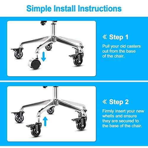 AGPtEK Office Chair Casters with Brake Heavy Duty 2.5" Universal Fit Locking Casters with Screwdriver, Safe Roller Wheel Replacement All with Brake System for Hardwood Floors Mat Carpet Tile, Set of 5