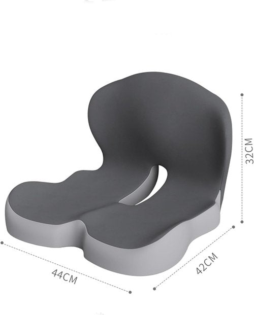 Memory Foam L-Shaped Integrated Seat Cushions, Non Slip Seat with Back Lumbar Support (Black)