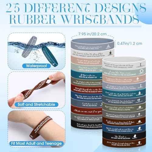 HyDren 300 Sets Christmas Bible Verse Bracelets and Christian Scripture Bookmarks Bulk Christmas Christian Gifts Religious Rubber Wristbands Bible Verse Gifts for Church