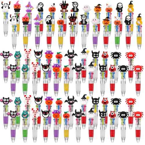 120 Pcs Halloween Pens Bulk, Fun Mini Multicolor in One Cute 4-in-1 Ballpoint Pens Halloween Supplies for Birthdays Reward Goodie Bag Stuffers