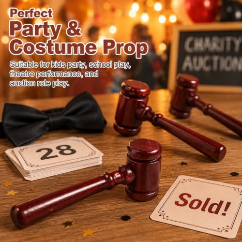 Mini Wooden Gavel Set for Kids Role Play Party Decor Judge Costume Accessory