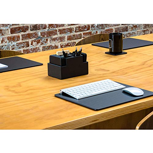 Dacasso Black Leatherette 8 Square Coaster Set with Holder