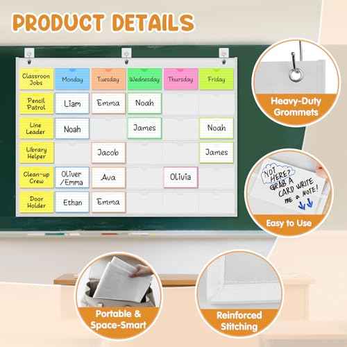 3" x 5" Index Card Holder Sleeve - 36 Card Slots Organizer for Office, Classroom, and Home - Pocket Chart Perfect for Studying, Workflow Tracking, Presentations, and Organization