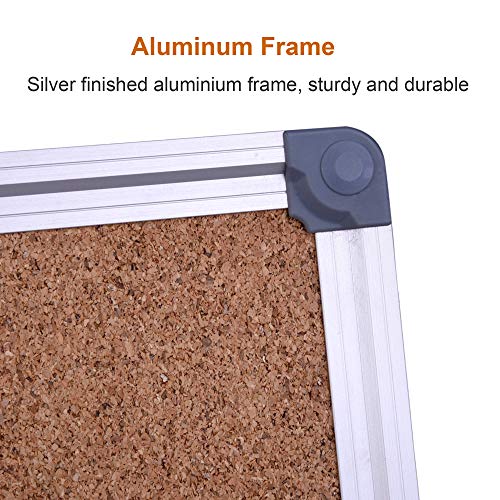 2-Pack 36 x 24 Inch Cork Board Bulletin Notice Board Message Memo Pin Board for Home Office School, Silver Aluminum Frame
