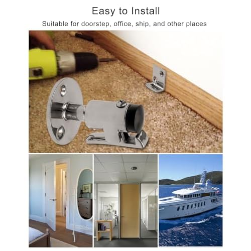 2PCS Door Stopper Catch Set Marine Grade 316 Stainless Steel, Heavy Door Holder Catch Hatch Stopper Soft Stop Keep Door Open Surface Mirror Reflection for Marine Doors Yacht Boat Ships Motorhome 1PCS
