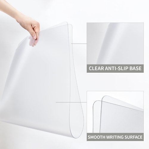 Clear Desk Mat, Non-Slip Clear Desk Pad for Keyboard and Mouse, Large Mouse Pad for Desk, Desk Protector Mat with Round Edge, Frosted Transparent Desk Mat for Office and Home Desktop (24x14 inch)