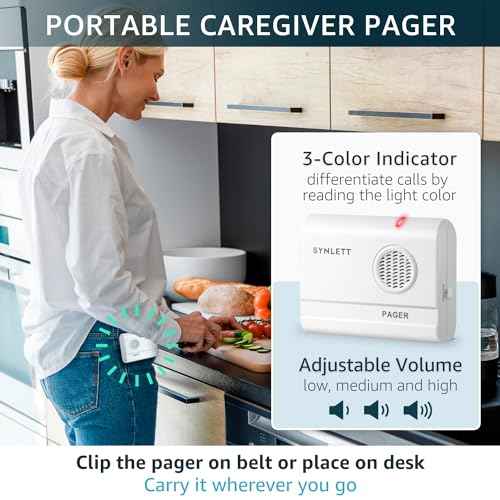 Bed Alarm Caregiver Pager with 2 Wireless Motion Sensors Alarm Indoor Fall Prevention for Elderly Monitoring Seniors Dementia Patients Seniors Home Door Chime