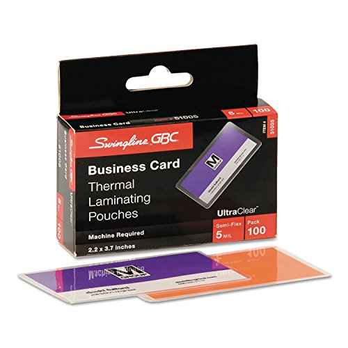 Swingline GBC 51005 UltraClear Thermal Laminating Pouches, 5mil, 2 3/16 x 3 11/16, Business Card,100