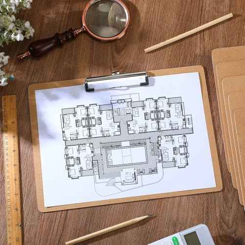 Sherr 30 Pcs Clipboard 9 x 13 Inch Large Brown Wooden Horizontal with Low Profile Clip Landscape Clipboard Layout for School Classroom Office Drawing Sketching Art Back to School Supplies