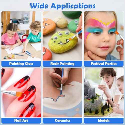 126 Pcs Flat Paint Brushes for Acrylic Painting, Small Paint Brushes Bulk, Kids Paint Brushes Set for Art Crafts Classroom Oil Watercolor Canvas Face Painting