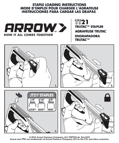 Arrow Stapler - Forward Action Manual Staple Gun for Upholstery Crafts & Repairs, Fits JT21 Staples - Listing Variation