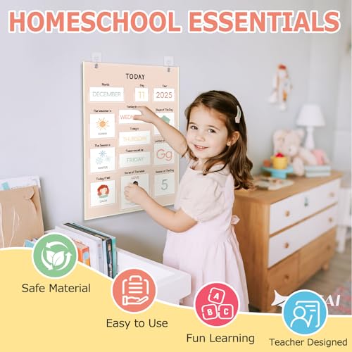 All About Today Calendar & Weather Pocket Chart for Kids, Preschool & Homeschool Learning Center
