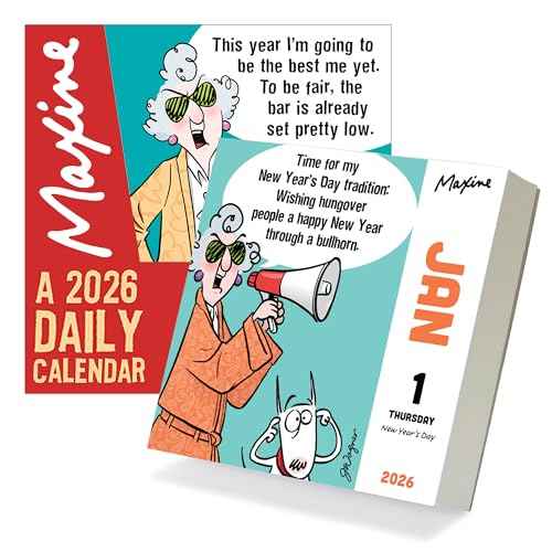TF Publishing 2026 Maxine Daily Desktop Calendar - Home and Office Organization - Small Desk Calendar 2026 with Full-Color Tear-Off Pages and Standing Cardboard Easel - 5.25in x 5.25in