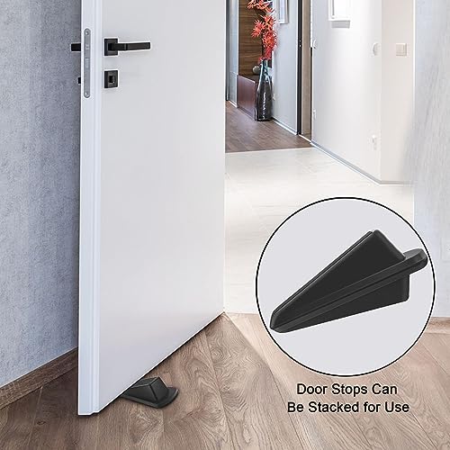 Beieverluck 36 Pack Door Stoppers for Bottom of Door Rubber Door Stop Wedge Sturdy Stackable Door Stops for Floor Wall Carpet Heavy Duty Door, Black