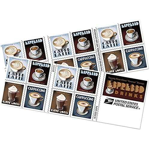 Espresso Drinks 2021 (Caffe Latte, Espresso, Caffe Mocha, Cappuccino) (Booklet of 20) First-Class Mail Forever Postage Stamps