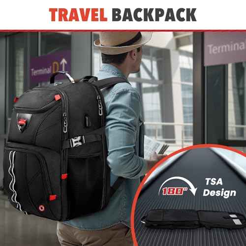 Z-MGKISS Extra Large Travel Backpack, 18.4"-19" Gaming Laptop Rucksack, TSA-Approved Anti-Theft Spacious Daypack for Work, Gym & College, Black