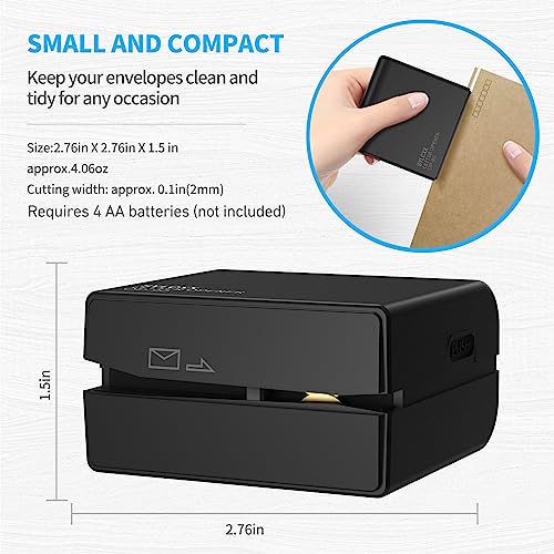 SYLCXX Black Battery Operated Electric Letter Opener - Envelope Slitter & Mail Cutter