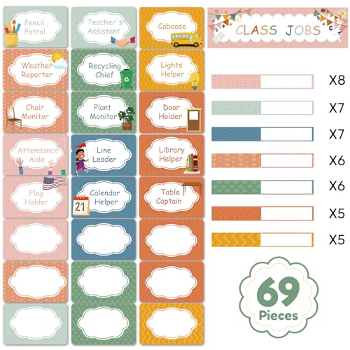 Classroom Job Pocket Chart with 69 Cards - Teacher Teaching Supplies
