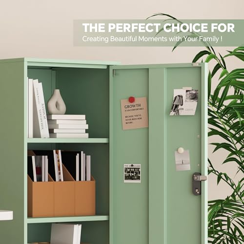 Steehoom 4-Tier Metal Locker Storage Cabinet, Lockable File Cabinet, Green 49.21" H