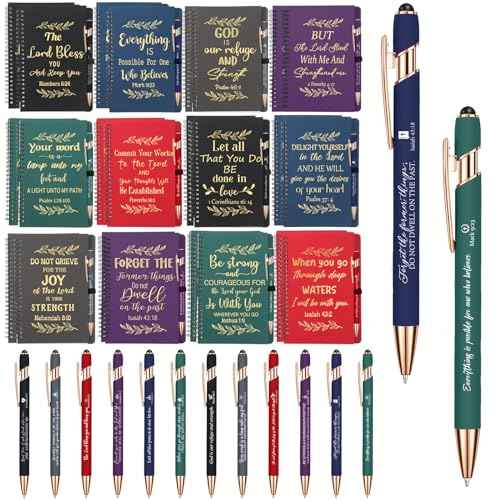 48 Pcs Operation Christmas Box Gifts, Christian Church Gift Set for Sunday School, Bible Verse A5 Spiral Notebook and Ballpoint Pen with Stylus Tip for Teacher and Student, Classroom Reward