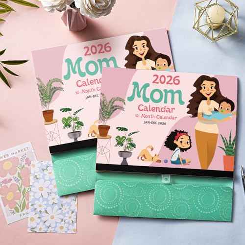 2026 Calendar - Mom Calendar 2026, Magnetic Calendars for Refrigerator, Jan.2026 - Dec.2026, 11.81"x12.38", Family Calendars 2026, Fold-out Wings, Large Pocket, Hanging Hook