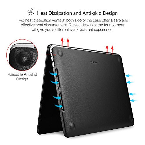 ICARER MacBook Pro 13 Case (2016-2025), Genuine Leather Case for A2338/A2251/A2289/A2159/A1989/A1708/A1706 M1 M2 Pro/Max, with Touch Bar & Touch ID Compatible for MacBook Pro 13 inch (Black)