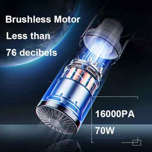 70W Compressed Air Duster 4000mAh USB-C Cordless Air Blower Replaces Canned Air for PC Keyboard Car Outdoor Barbecue with 16000Pa in-car Mini Vacuum Black