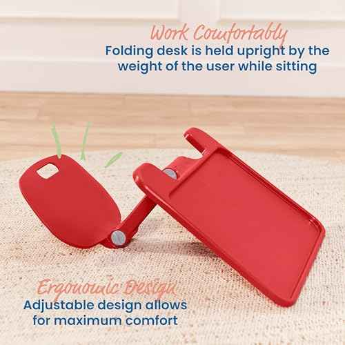 ECR4Kids The Surf Folding Portable Lap Desk, Large, Flexible Seating, Red