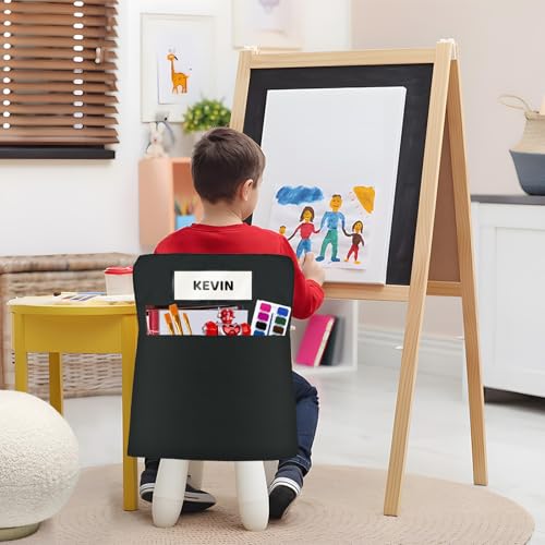 Flickzy 24 Pack Black Chair Pockets for Classroom, 16x19 Inch Seat Organizer with Name Slot
