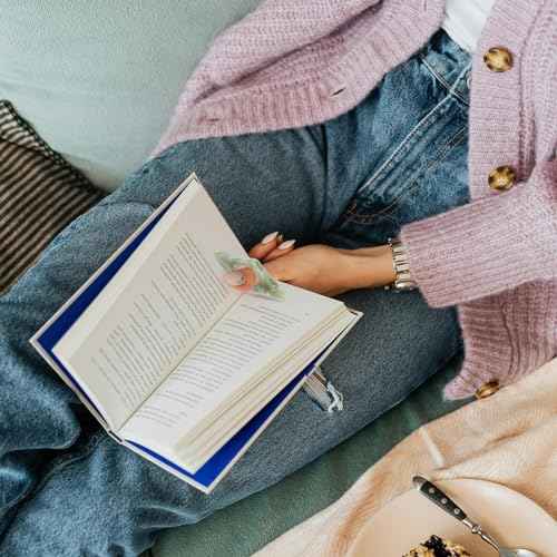 Thumb Page Holder for Reading 2Pack, Energy Pattern Thumb Bookmark, Book Opener Holder, Book Finger Page Holder, Book Accessories for Reading Lovers(Pink and Olive-Green£©