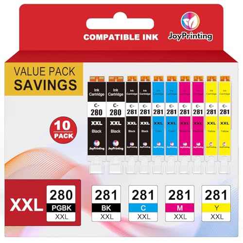 280 281 Ink Cartridges Compatible with Canon PGI-280 XXL CLI-281 XXL Ink Cartridge Work for Canon TR8620a TR8520 TR8620 TR8600 TR7520 TS6120 TS6220 TS9120 TS6320 TR7520 TR8500 10-Pack