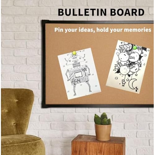 Corksidol Cork Bulletin Board, Large Wall-Mounted Pin Board with Frame, Self-Healing Corkboard for Office, Home, and School, 36" x 24",2 Pack