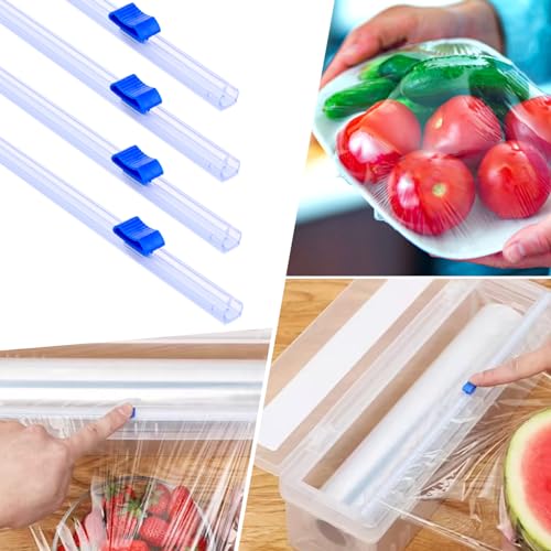 Plastic Wrap Slide Cutter - 4 Pcs 13-Inch Food Wrap Dispenser & Cutter