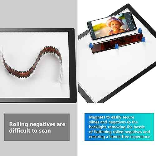 Slide Viewer Light Box, for Scanning Film Negatives and Slides, Artist Sketching, A4 Ultra-Thin Light Pad Scanner with 3 Adjustable Brightness, USB Powered