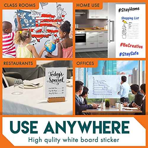 Davik - Multi-Purpose, Easy Cut and Setup Whiteboard Sticker - Customizable Peel and Stick Dry Erase Board for Wall Art or Classroom Decor- Office and School Supplies (24 Inches by 15 feet)