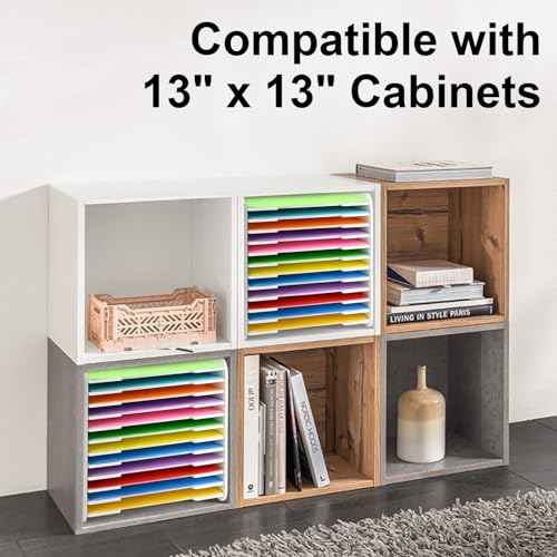 12x12 Paper Organizer, 12-Tier Scrapbook Paper Storage, Stackable Desktop File Holder for Home, Office, Classroom, and Craft Room