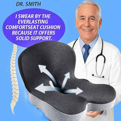 Memory Foam L-Shaped Integrated Seat Cushion for Office Chair, Truck&Car Ergonomic Driver Seat Cushion for Back, Lower Back & Tailbone Support for Truck Driver&Long Driving (Black&Grey)