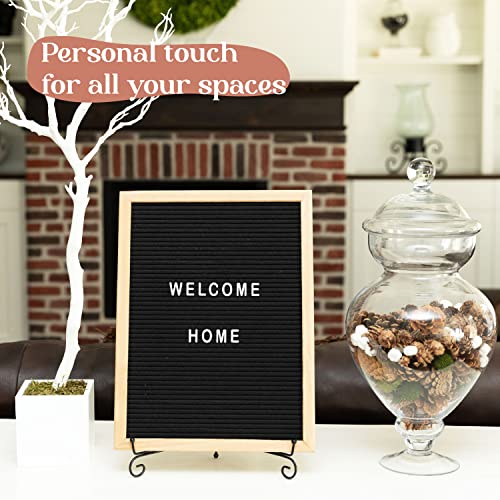 TRENDARTI Light Brown Felt Letter Board with Black Board - 680 Letters & Symbols, 16x12 inch, Wooden Frame, 2 Storage Bags