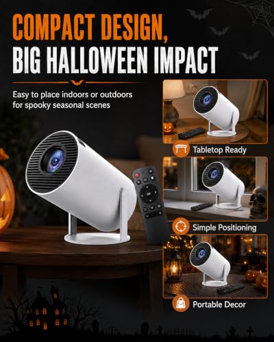 720P Halloween Window Projector with 180° Rotating Lens and Screen Mirroring