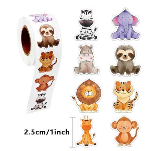 1000 PCS Forest Animal Stickers for Kids,1 Inch Reward Sticker in 16 Patterns,Teacher Supplies for Classroom,Incentive Stickers Bulk for Kid,2 Rolls Motivational Sticker for Kids (Forest Animal)