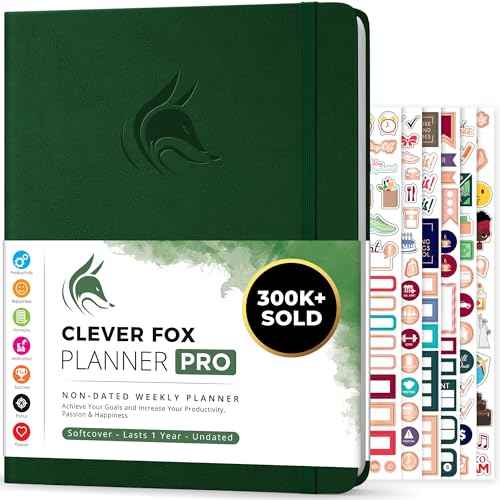 Clever Fox Planner PRO ? Weekly & Monthly Life Planner to Increase Productivity, Time Management and Hit Your Goals, 8.5x11¡È (Forest Green)